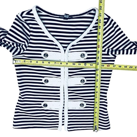 Katherine New York Blazer Black White Stripe Anchor Nautical Cord/Braid/Trim S - Picture 10 of 13